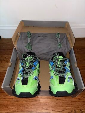 Balenciaga Men Neon Green Trail Sneakers